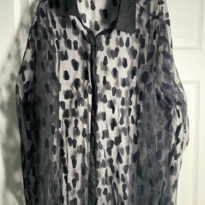 Hot Topic Sheer Black Coffin Button Down Blouse